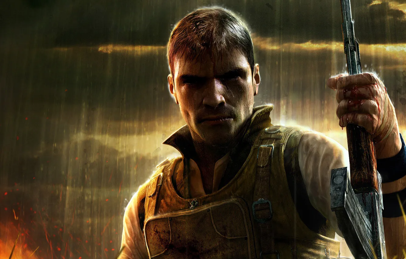 Photo wallpaper weapons, rain, sparks, far cry 2, keeps