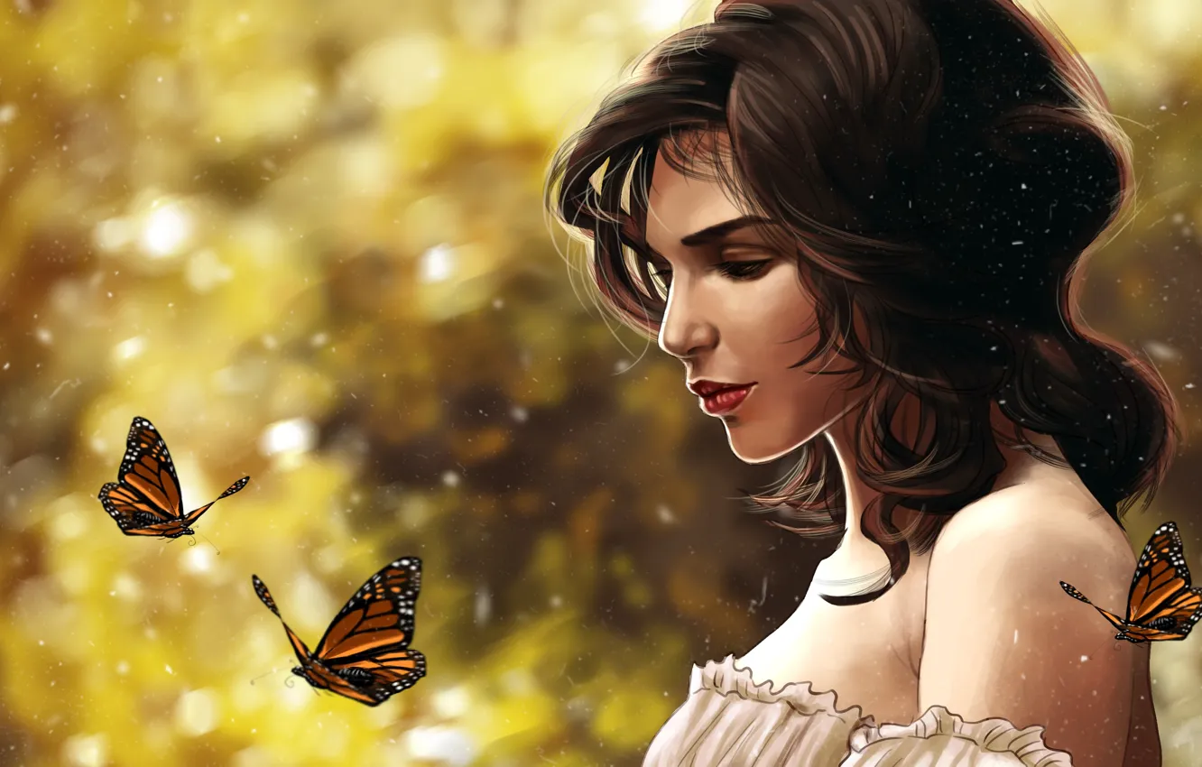 Photo wallpaper summer, girl, butterfly, by jyongyi