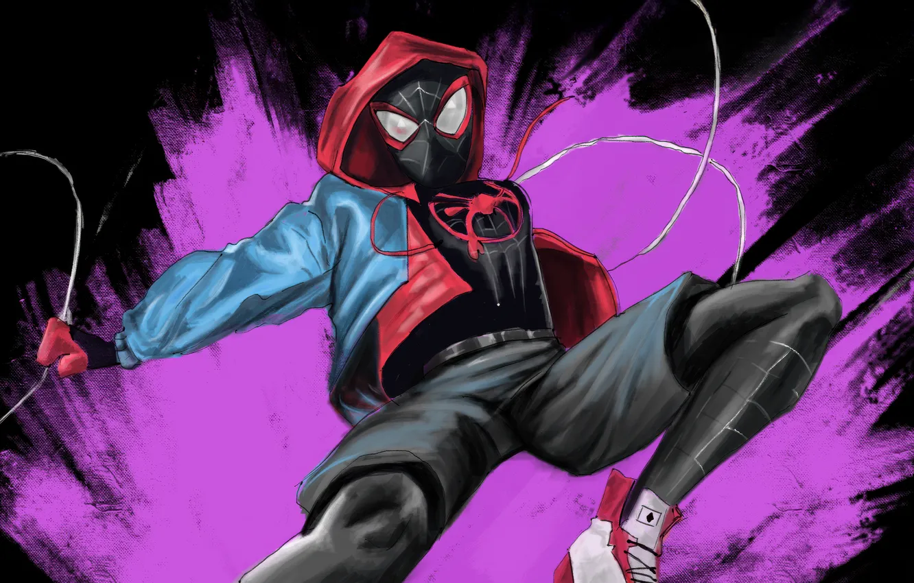 Photo wallpaper flying, Spider-Man, high