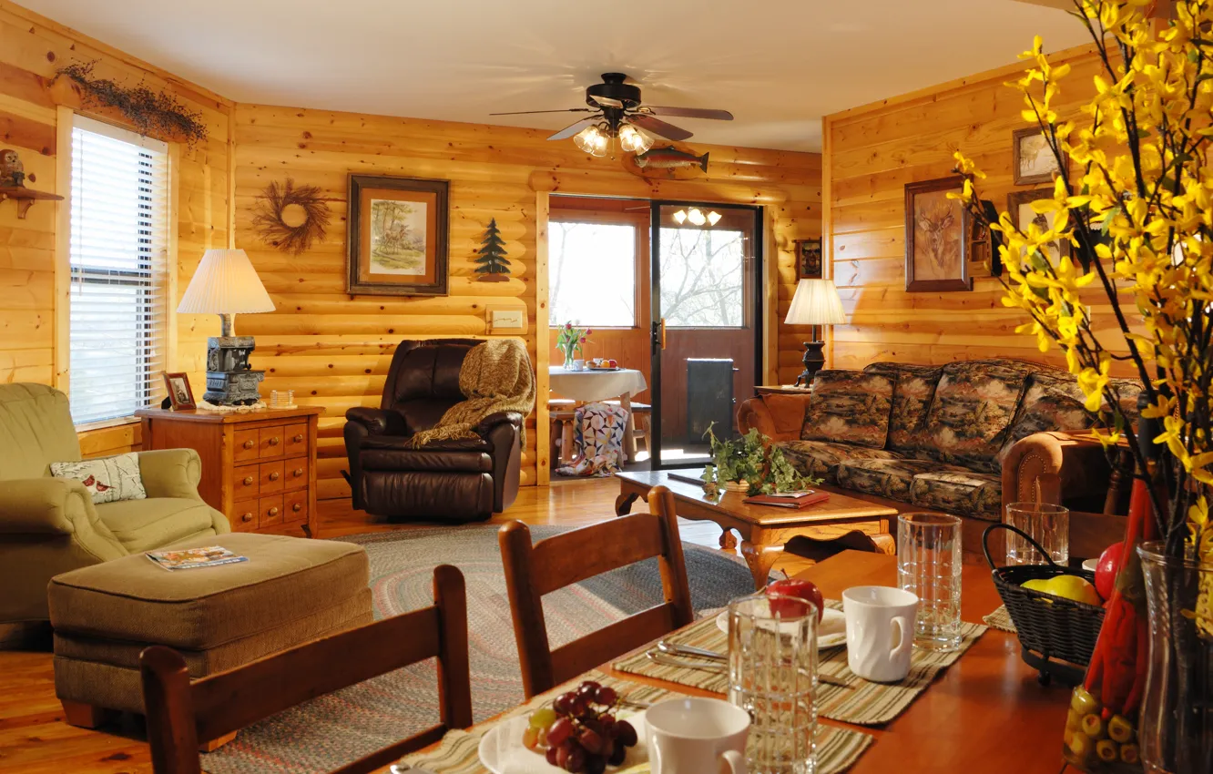 Photo wallpaper design, style, interior, living room, country house