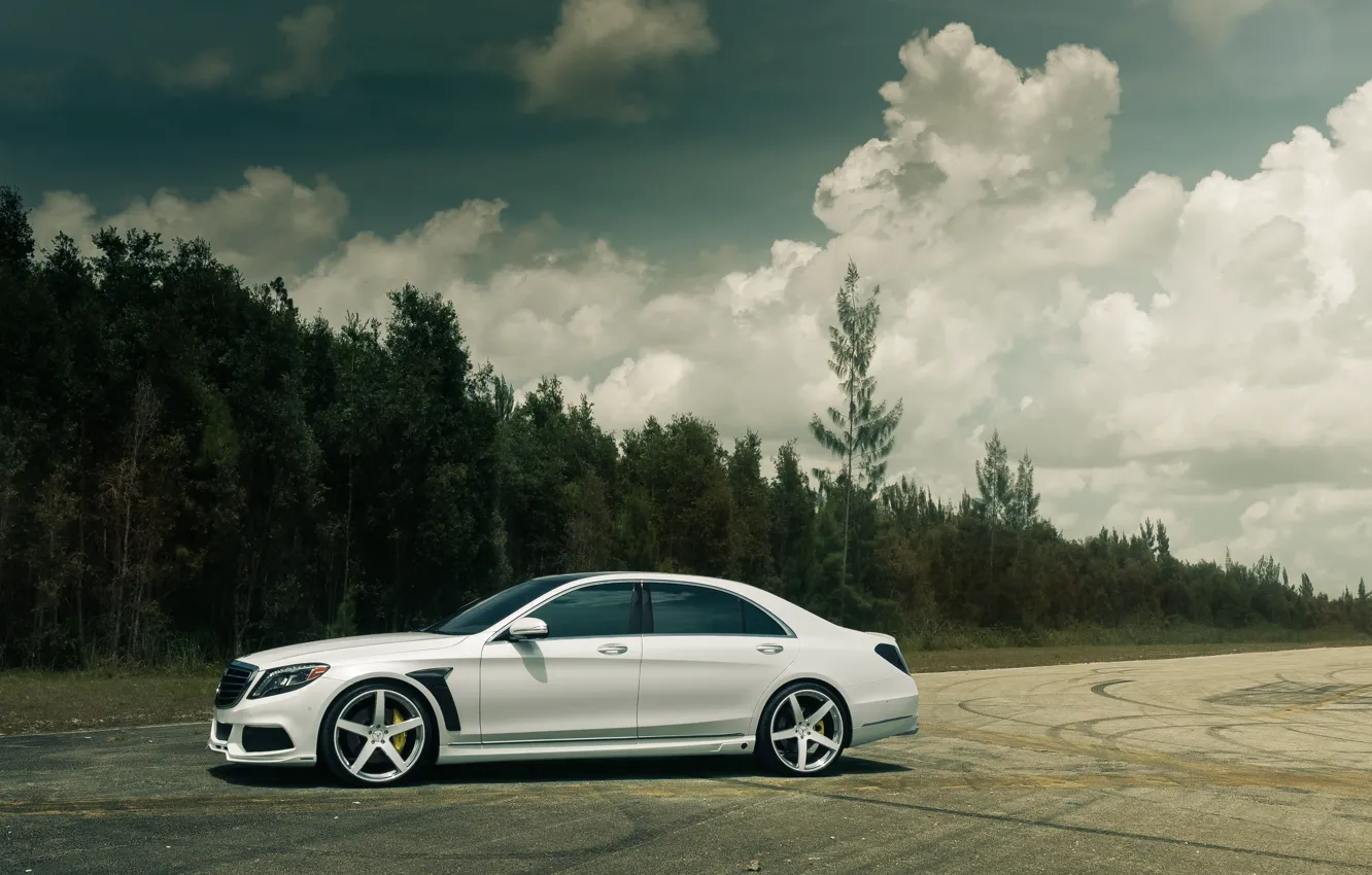 Photo wallpaper white, Mercedes-Benz, Brabus, BRABUS, Mercedes Benz, S Class, S 550, Vellano Wheels