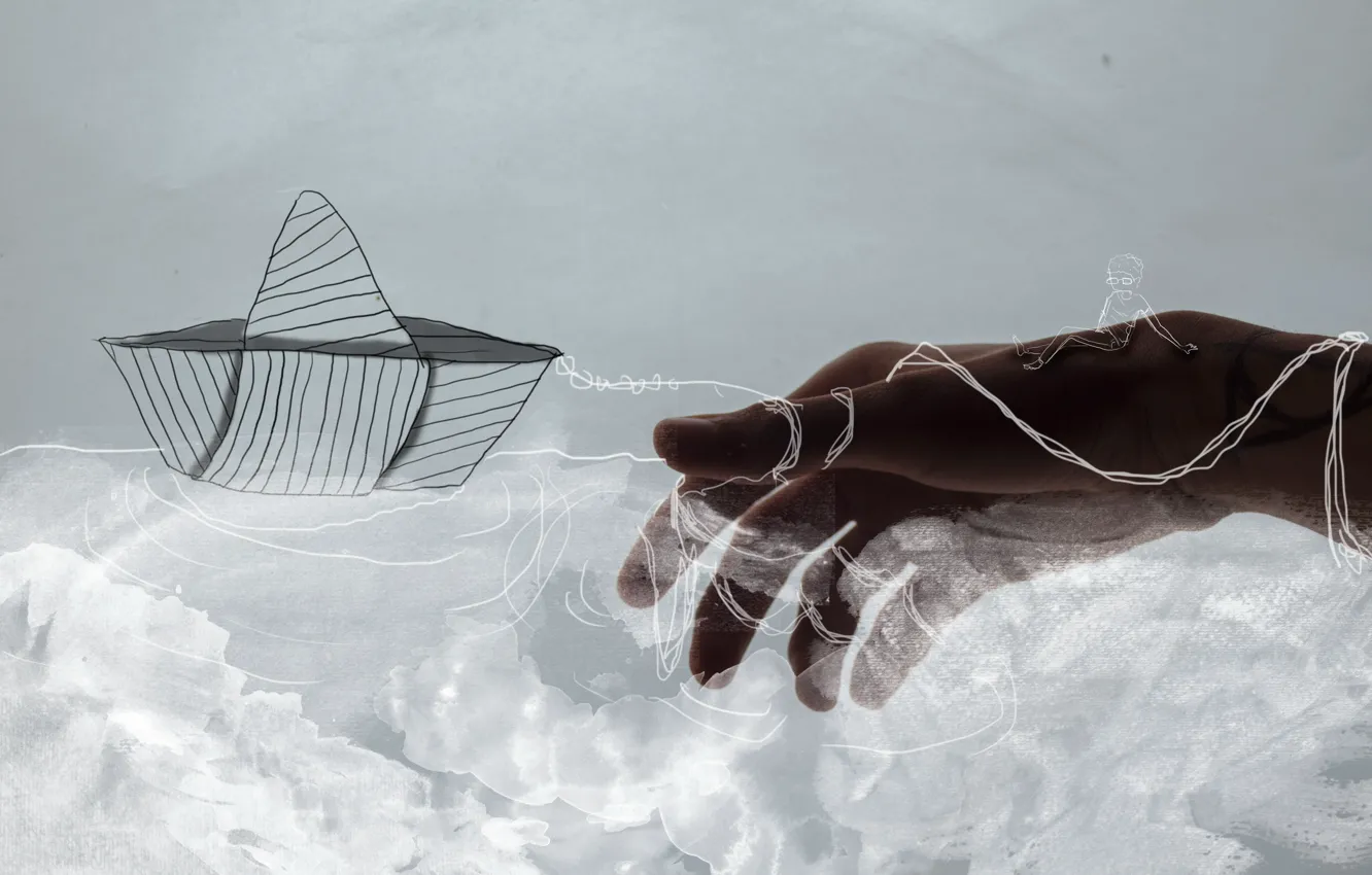Photo wallpaper background, hands, boat