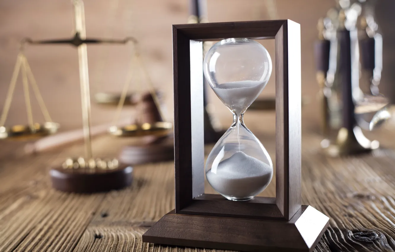 Photo wallpaper wood, time, hourglass