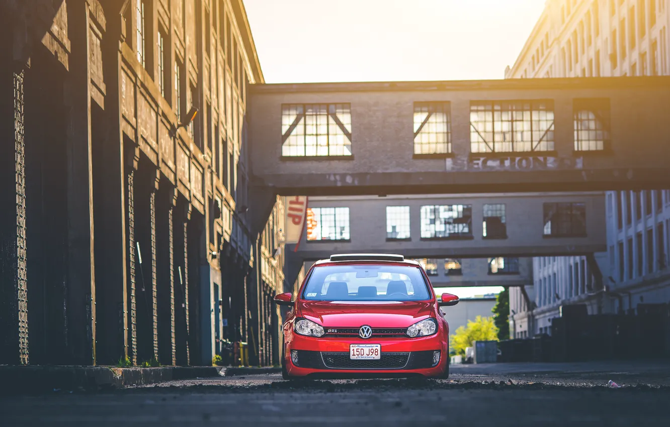 Photo wallpaper red, volkswagen, red, Golf, golf, Volkswagen, MK6