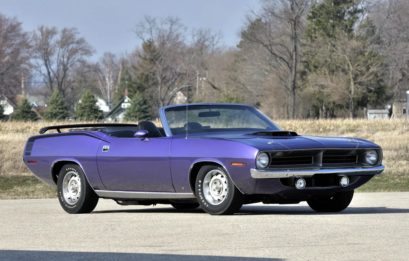 Photo wallpaper muscle car, 1970, Plymouth, the front, Plymouth, Cuda, Convertible, Hemi
