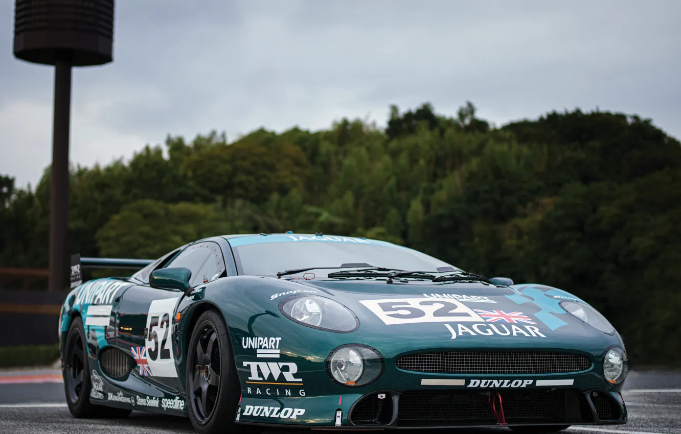 Photo wallpaper Jaguar, Green, Jaguar, Green, racing, xj220, Racing car, Racing car