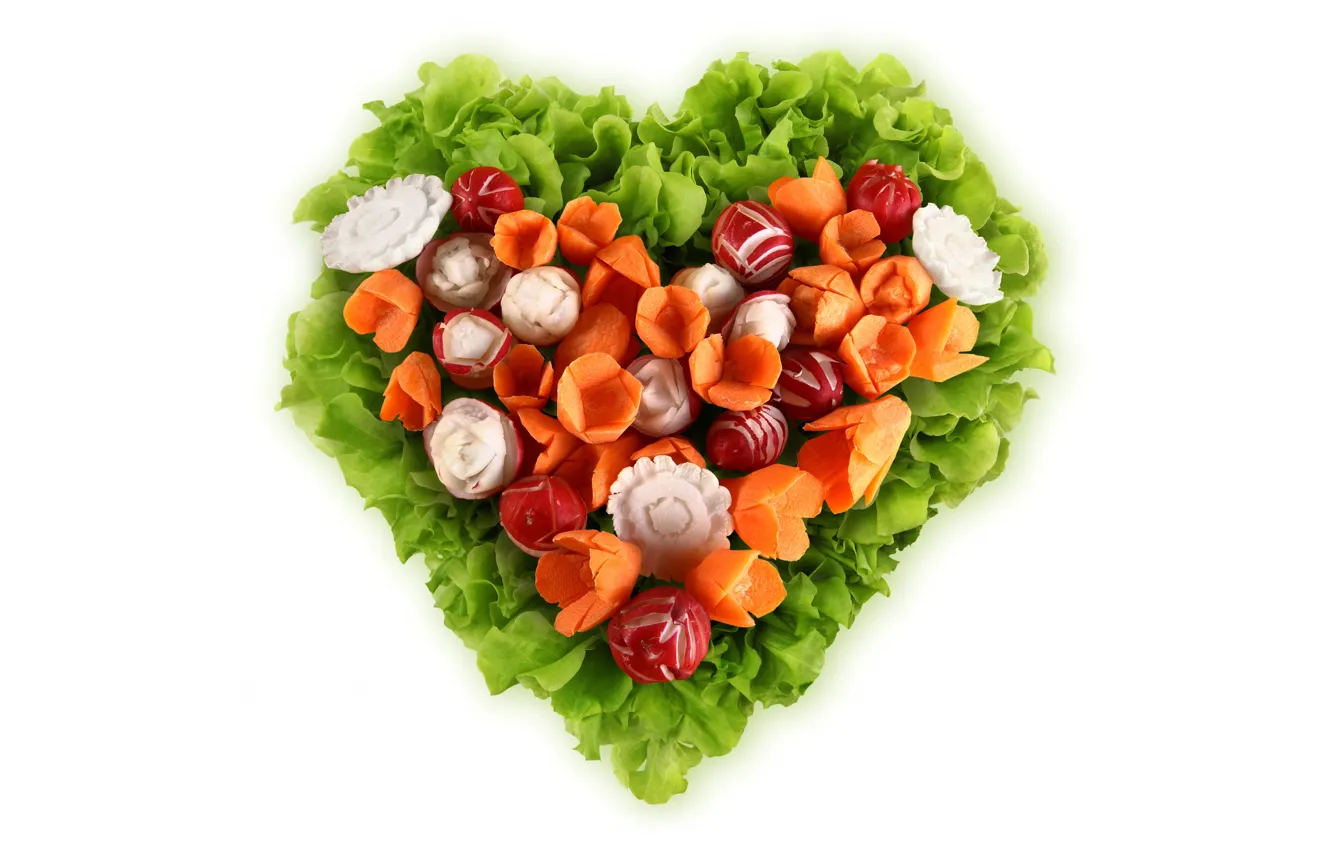 Photo wallpaper greens, vegetables, heart