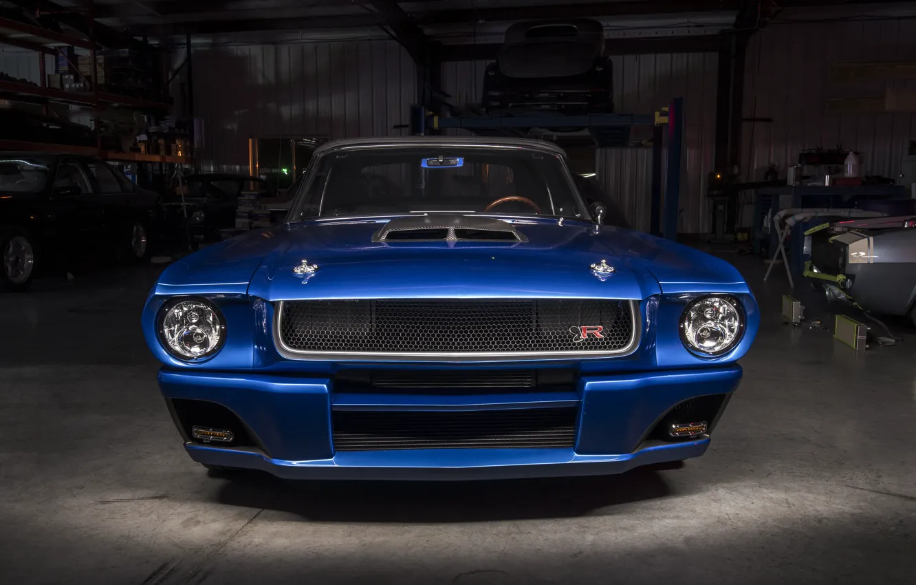 Photo wallpaper Mustang, Ford, Ford Mustang, Front, 1965, blue, face, Convertible