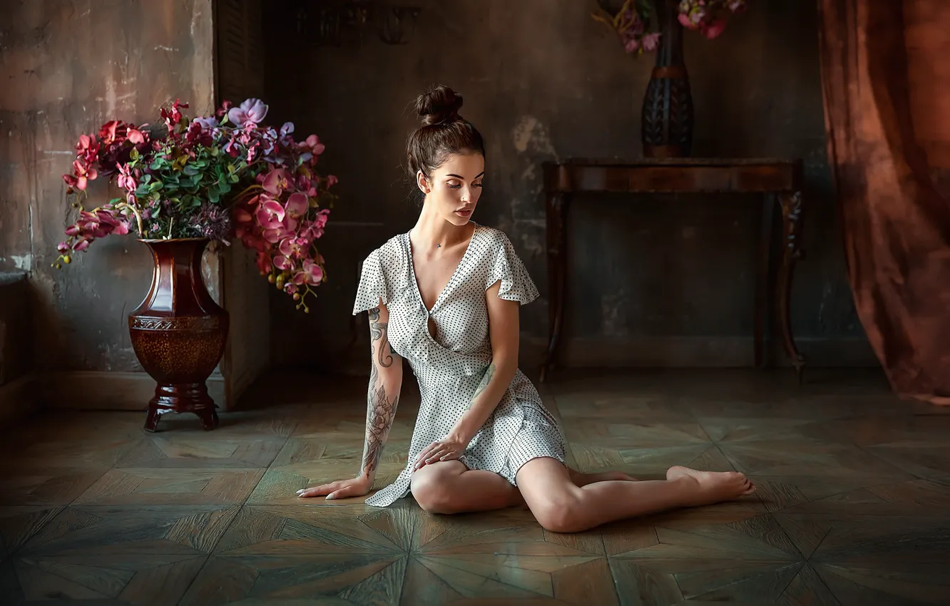 Photo wallpaper girl, pose, dress, tattoo, Alla, Anastasia Barmina