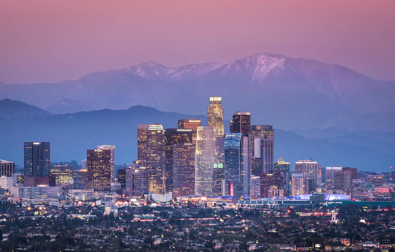 Photo wallpaper mountains, the city, USA, Los Angeles