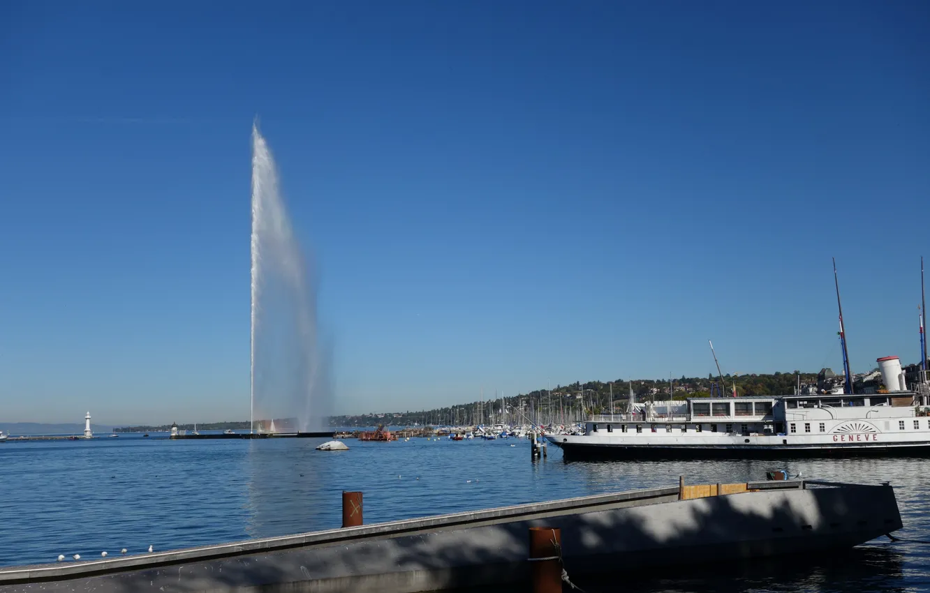 Photo wallpaper Switzerland, Lac Leman, Geneva, Lake Geneva