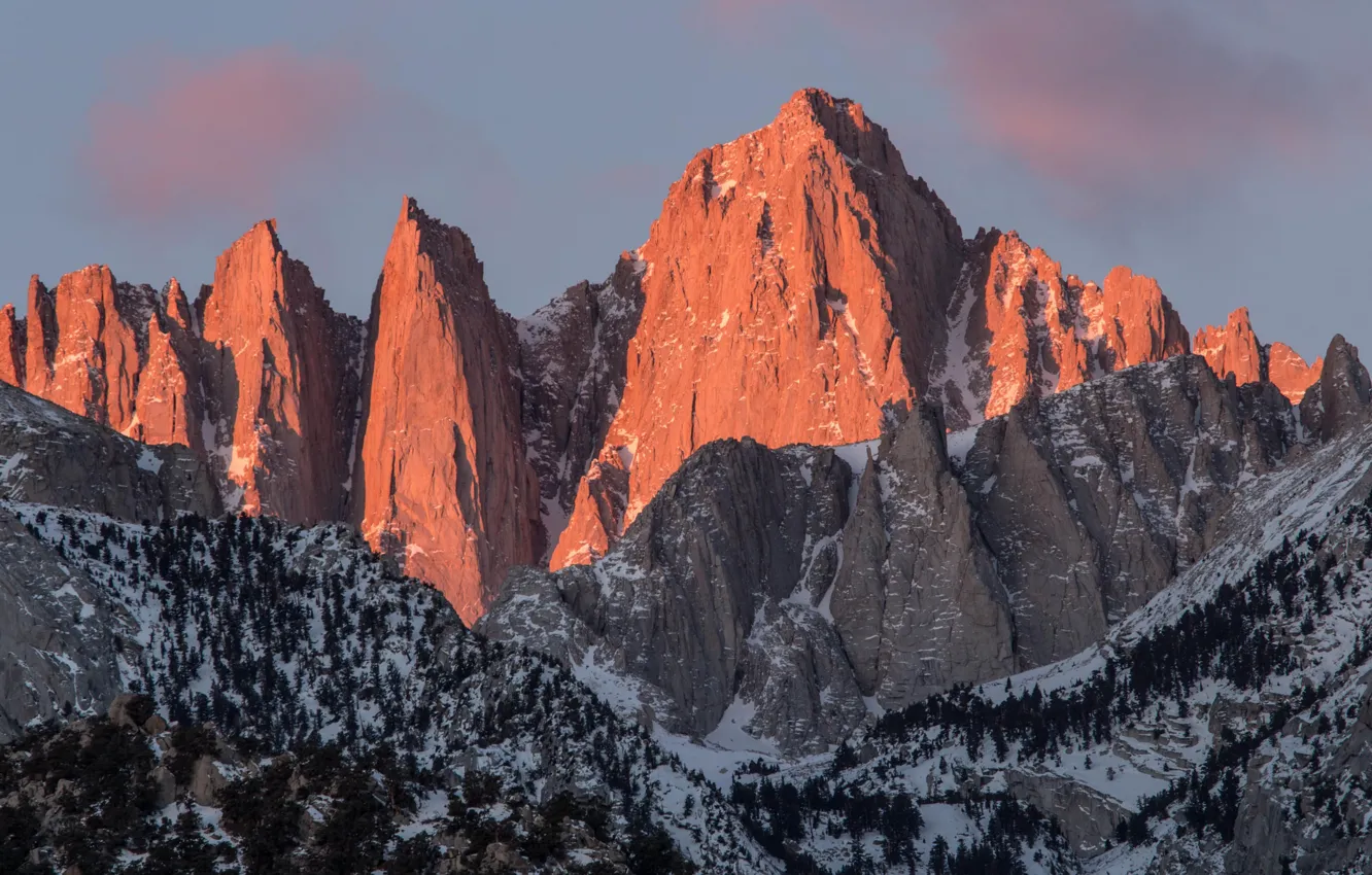 Photo wallpaper winter, the sky, clouds, snow, nature, rocks, USA, USA