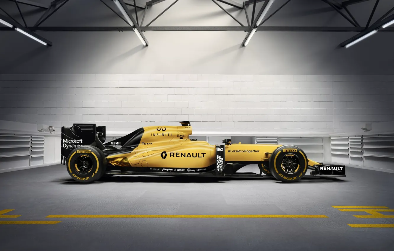 Photo wallpaper yellow, yellow, The car, The French, Renault R.S.16