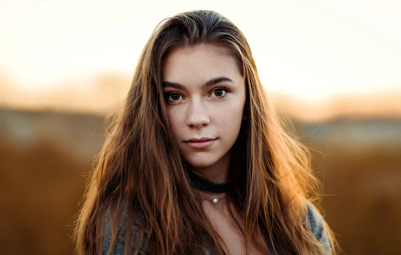 Photo wallpaper look, the sun, nature, background, model, makeup, hairstyle, brown hair