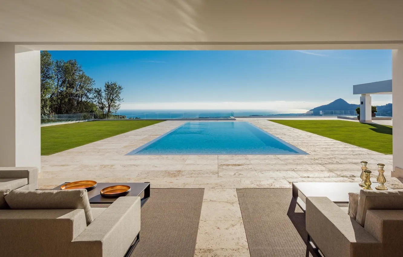 Photo wallpaper Villa, interior, pool, terrace, living room, Benahavis, Villa La Zagaleta