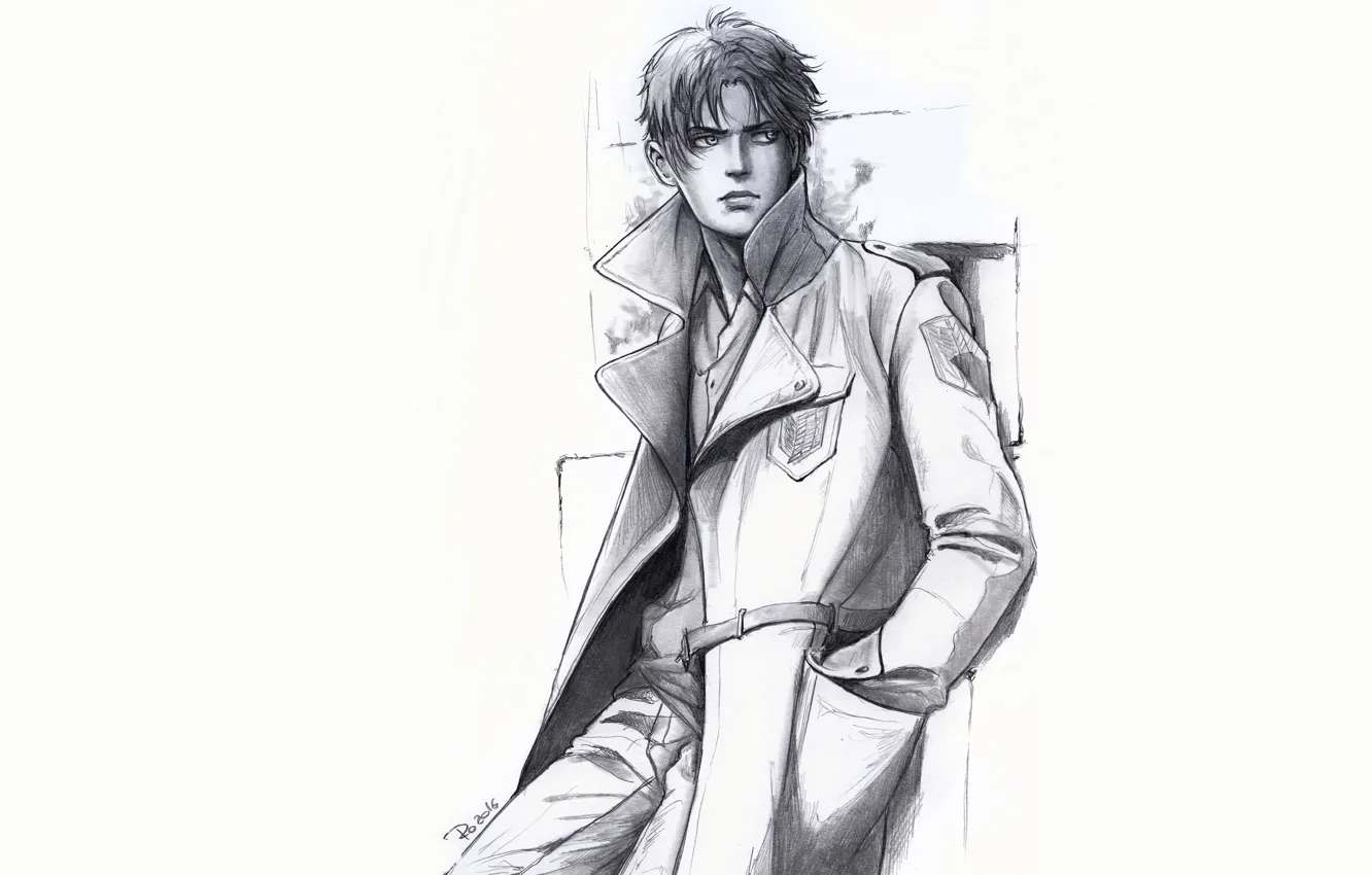 Photo wallpaper look, style, figure, guy, coat, Shingeki no Kyojin, Attack Of The Titans, Eren Yeager