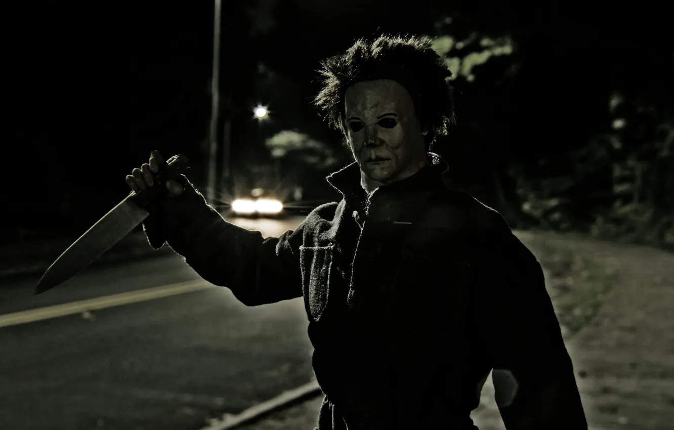 Photo wallpaper toy, mask, knife, Halloween, Michael Myers