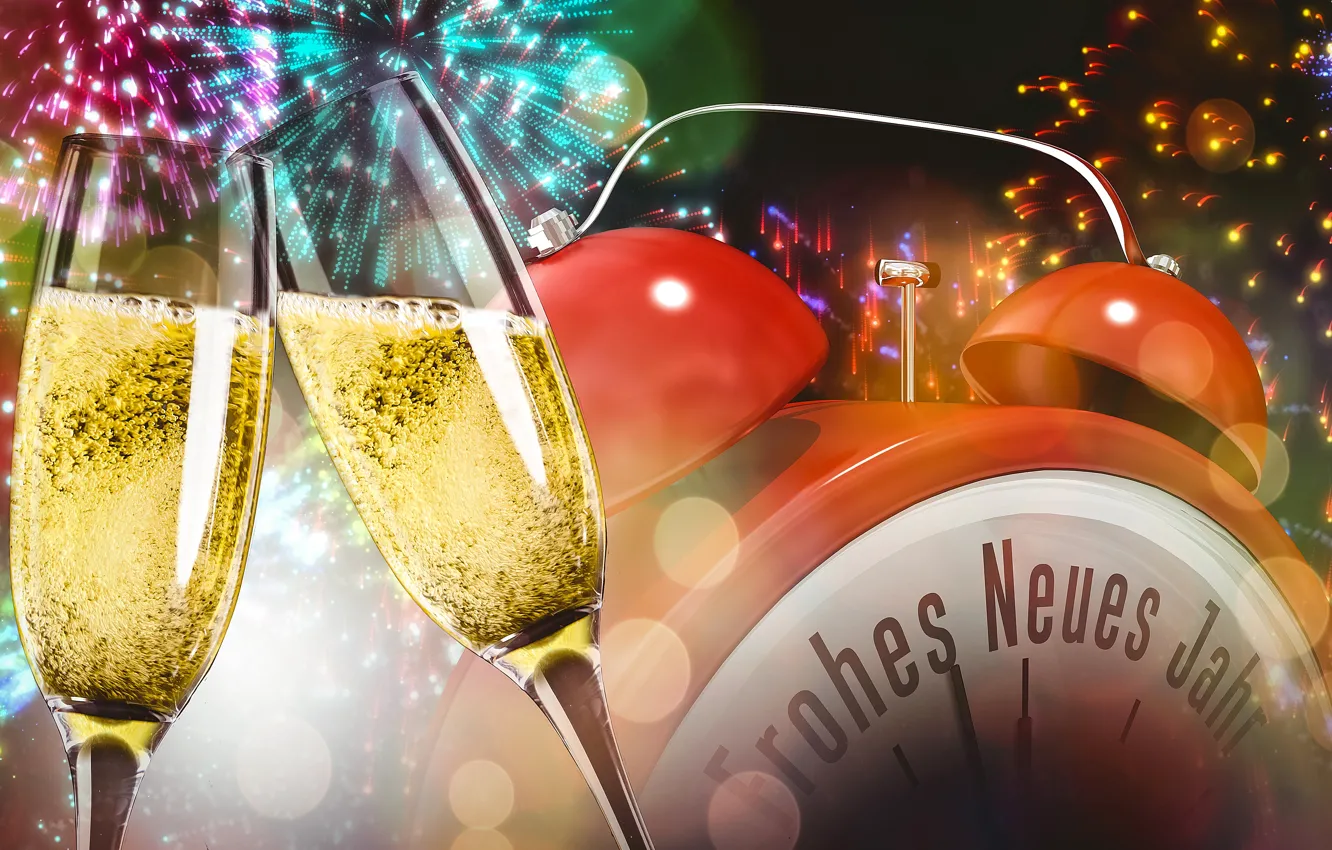 Photo wallpaper salute, Christmas, New year, fireworks, champagne, Christmas, New Year, champagne