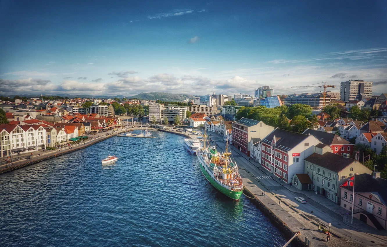 Photo wallpaper ships, pier, Stavanger, Norvegia
