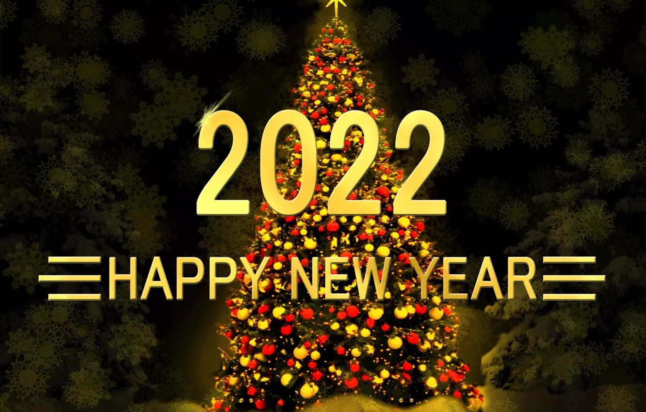 Photo wallpaper snowflakes, holiday, new year, Happy New Year, happy new year, Merry Christmas, Christmas tree, 2022