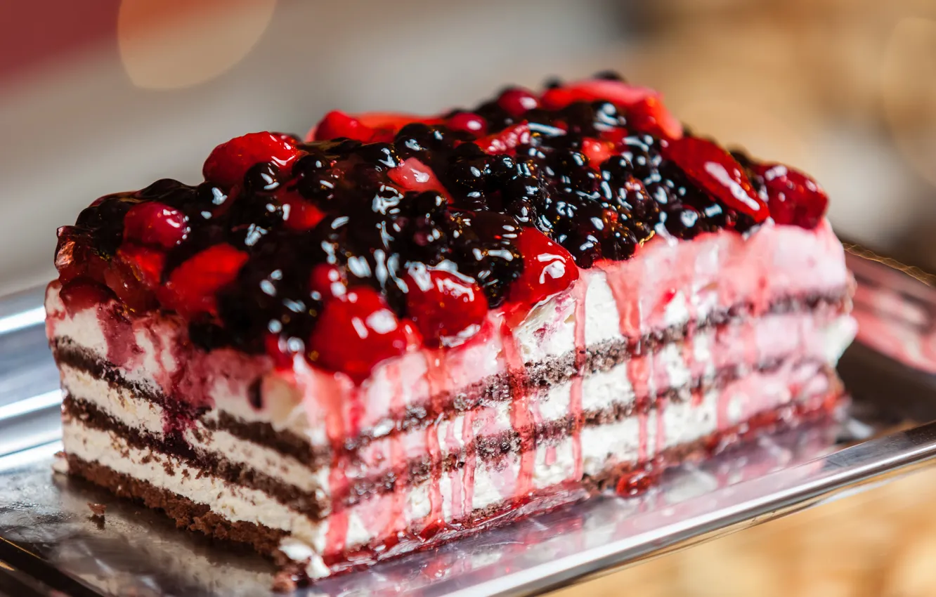 Photo wallpaper berries, strawberry, cake, cake, cake, cream, dessert, cakes