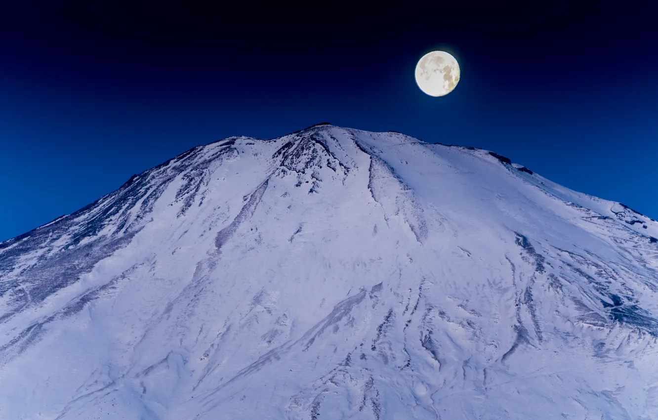 Photo wallpaper the moon, mountain, Japan, Fuji