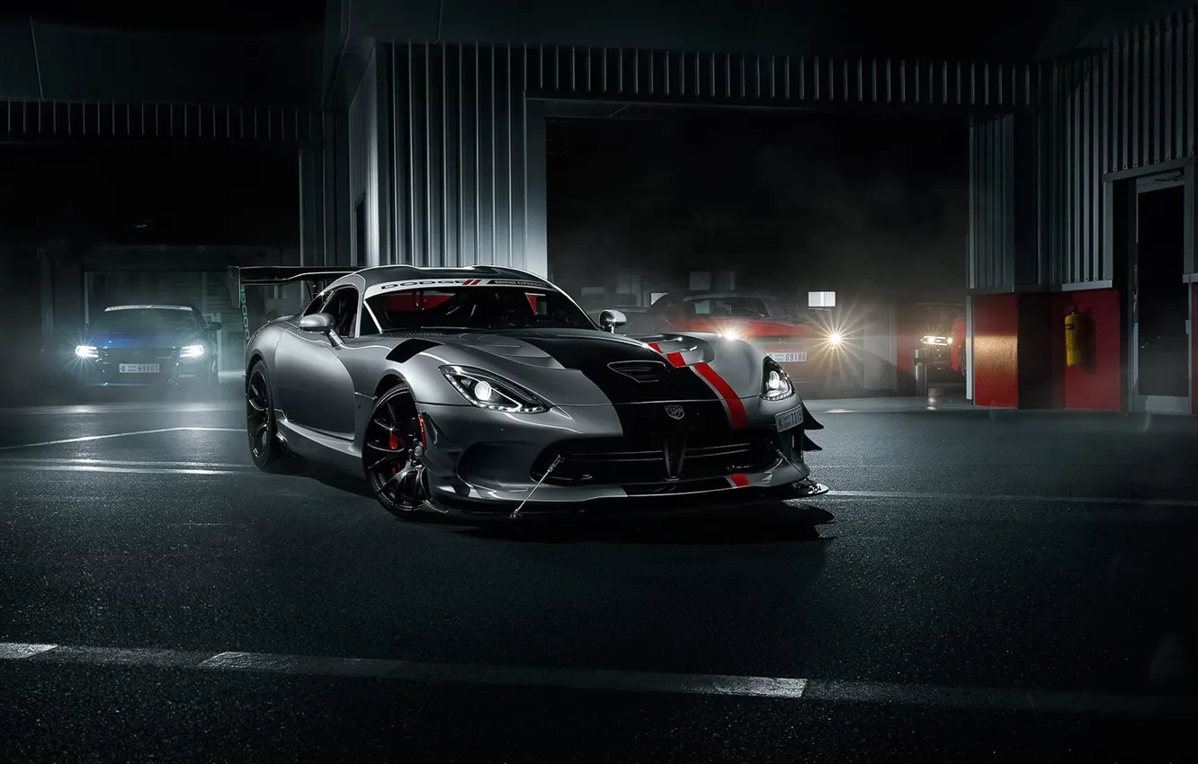 Photo wallpaper Dodge, Car, Viper, Front, Sport, American, Silver, ACR