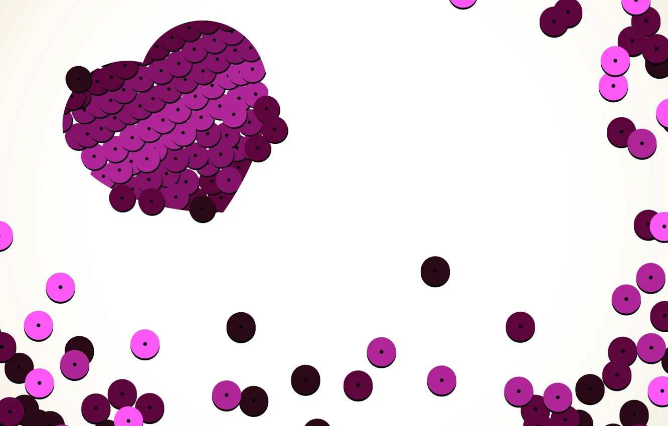 Photo wallpaper decoration, abstraction, texture, sequins, hearts, white background, hearts