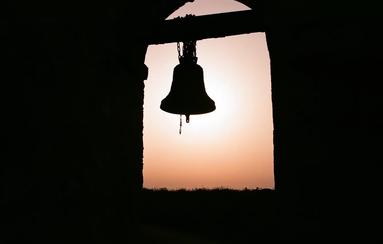 Photo wallpaper sunset, background, bell