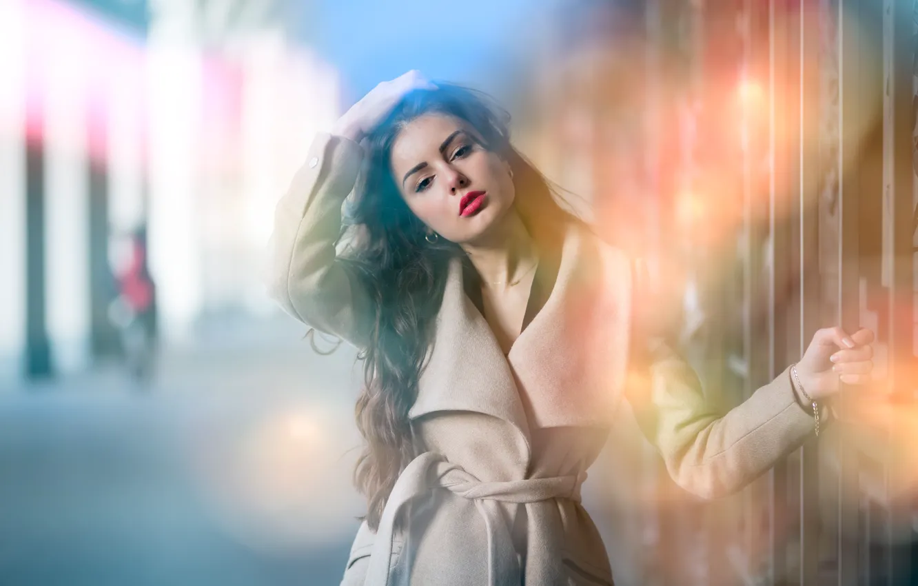 Photo wallpaper look, face, beauty, coat, Ester