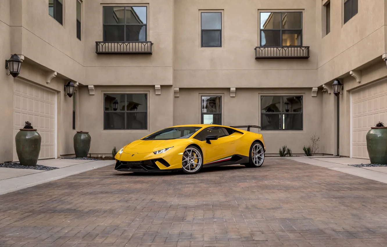 Photo wallpaper Lamborghini, Yellow, VAG, Performante, Huracan
