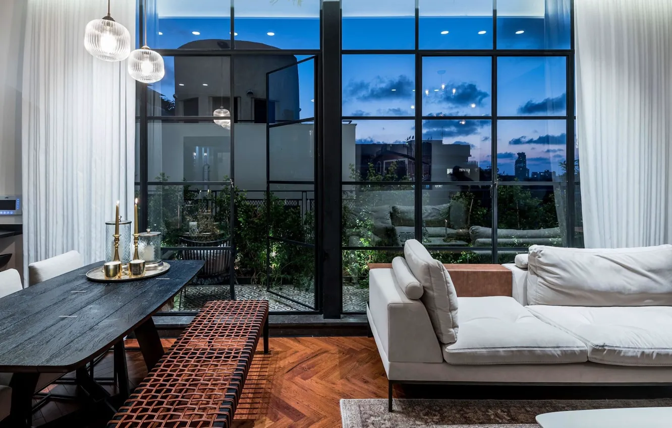 Photo wallpaper design, style, interior, living room, dining room, Israel, Israel, Tel Aviv
