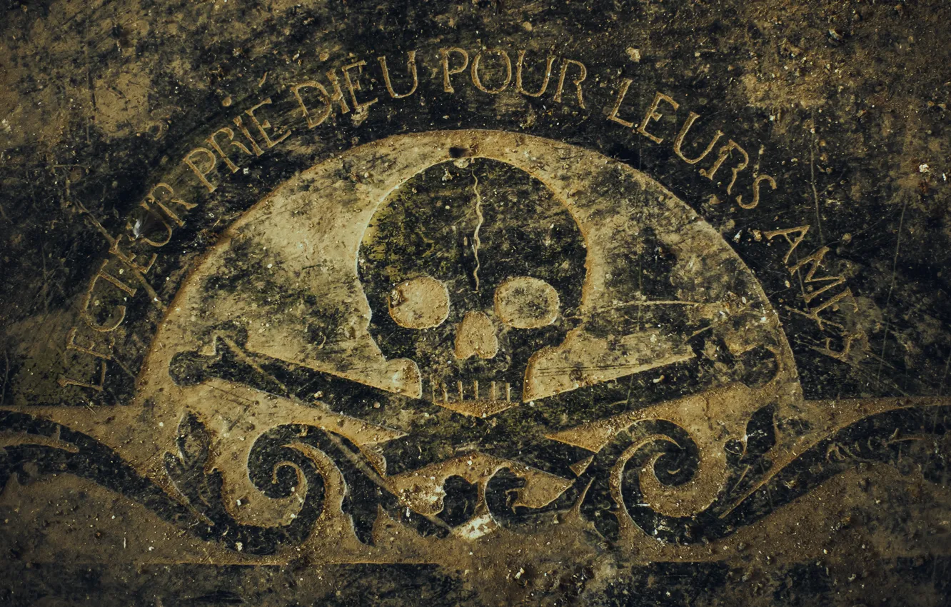 Photo wallpaper metal, the inscription, skull