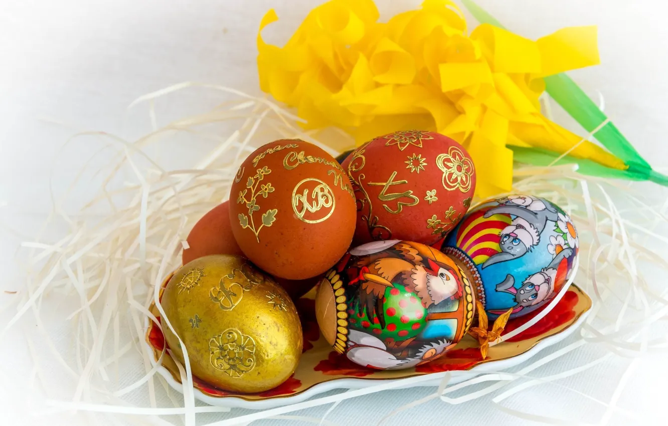 Photo wallpaper holiday, eggs, Easter, socket, painted eggs