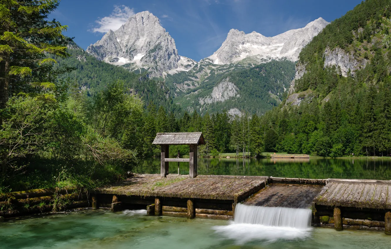 Photo wallpaper forest, mountains, lake, Austria, Austria, Alps, Upper Austria, Upper Austria