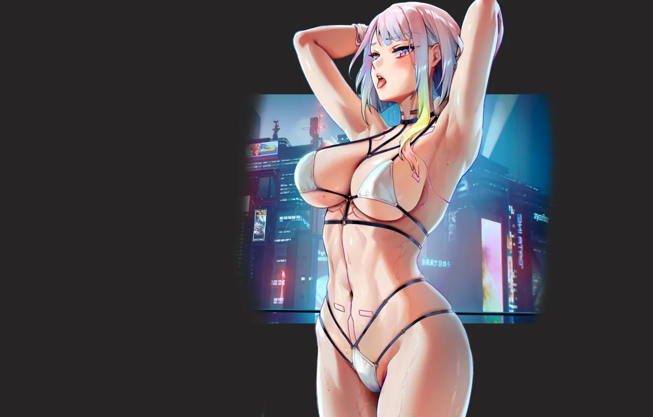 Photo wallpaper girl, hot, sexy, anime, babe, bikini, cyborg, Cyberpunk 2077