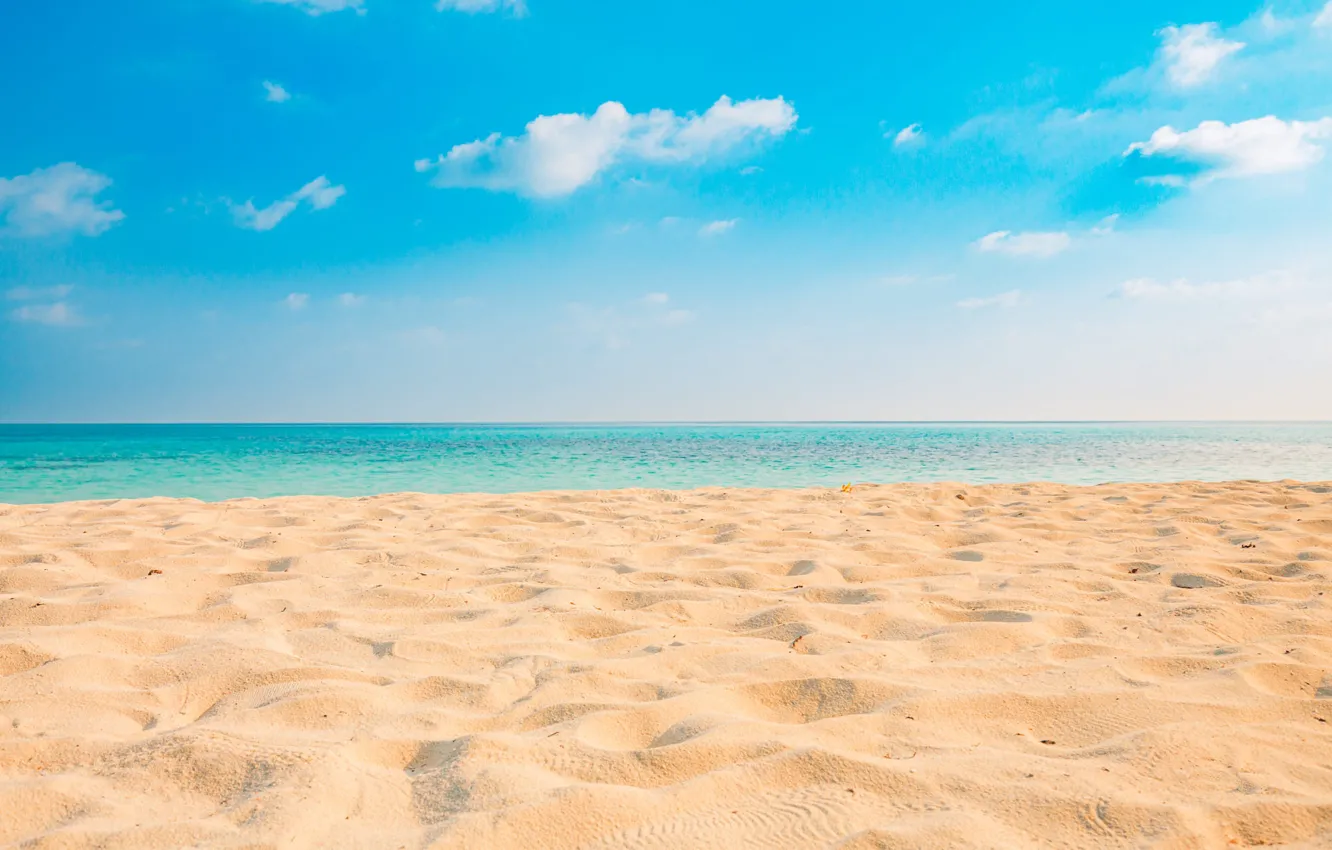Photo wallpaper sand, sea, beach, summer, the sky, blue, the ocean, stay