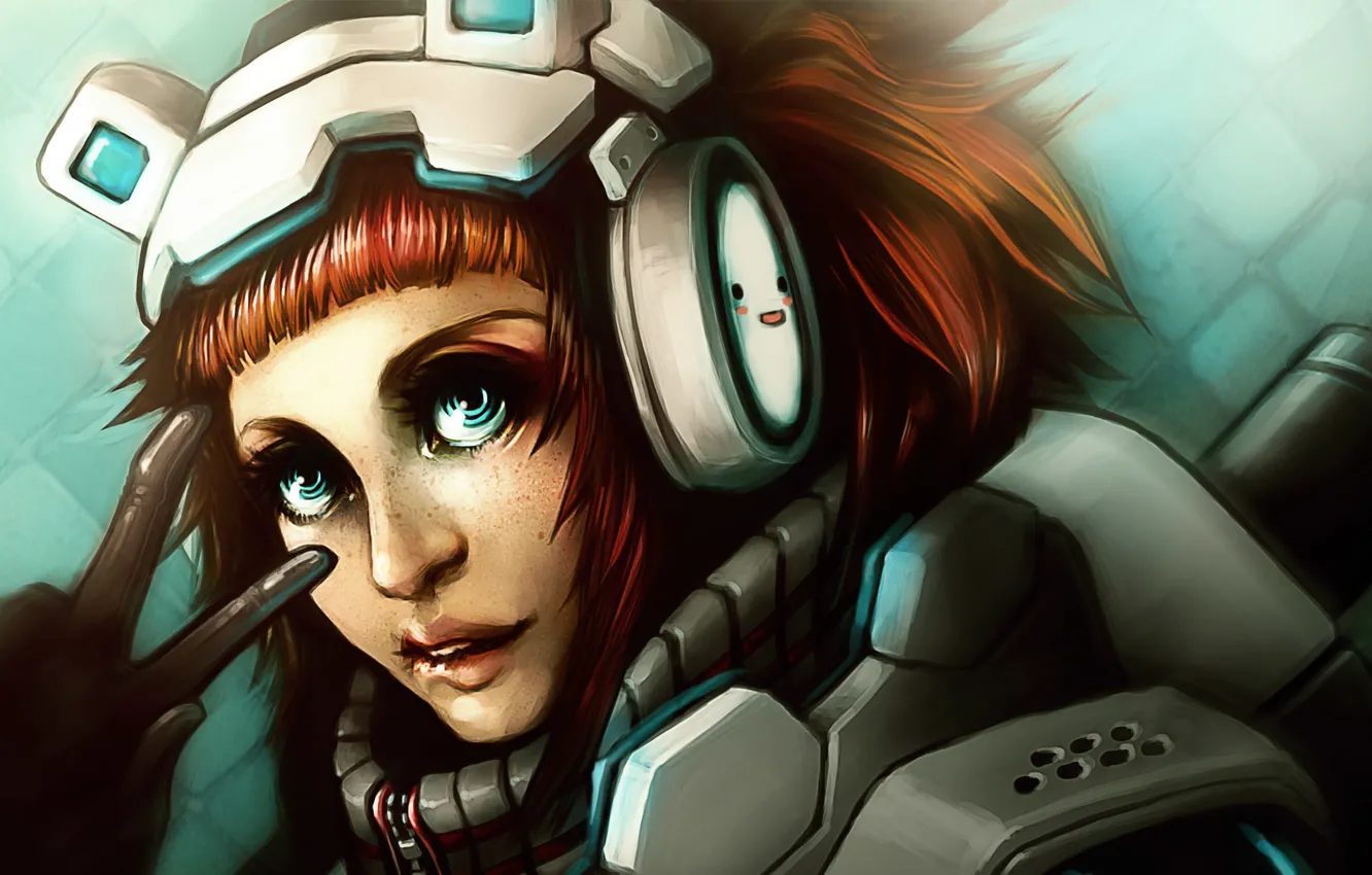 Photo wallpaper girl, game, headphones, art, Sweet Autumn, Red hair, Sanctum