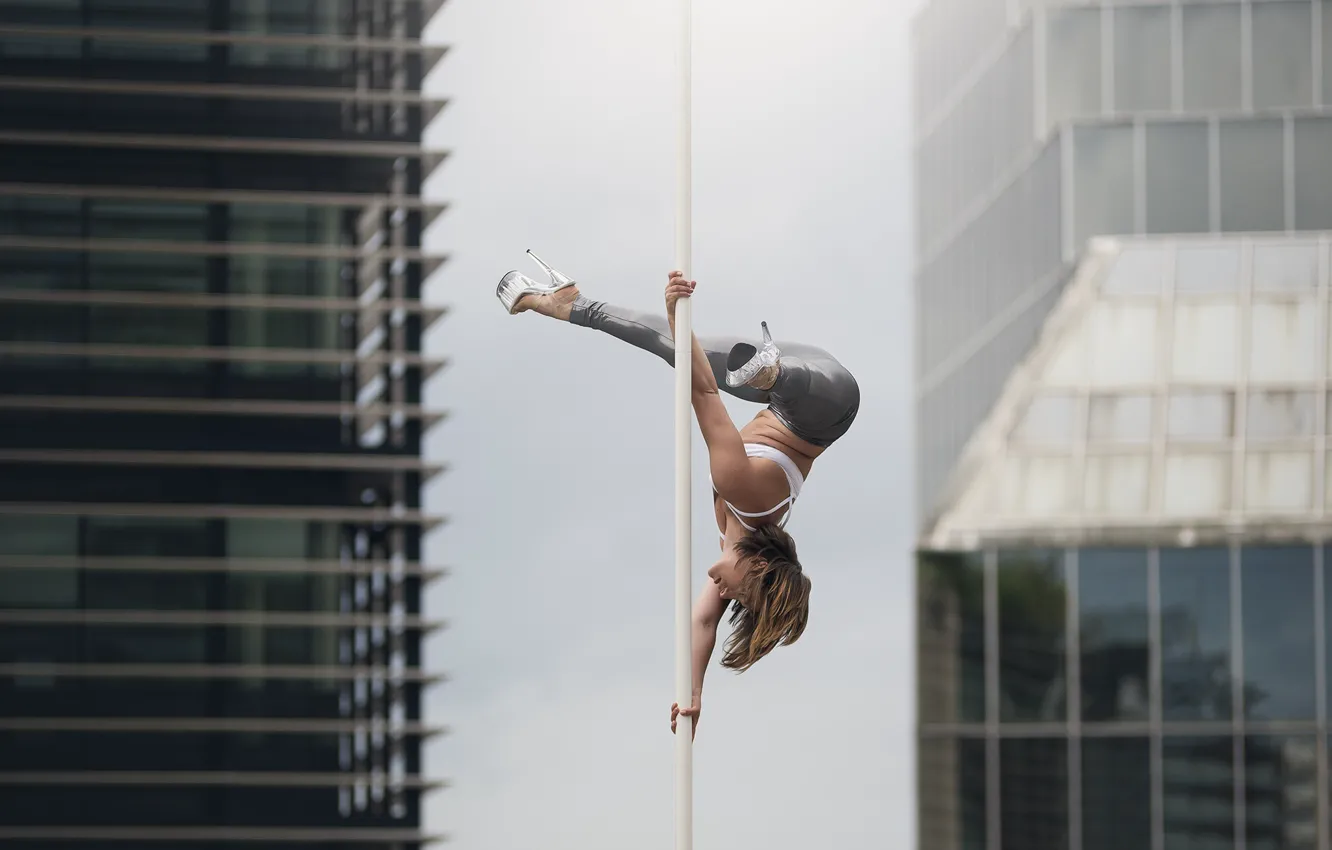 Photo wallpaper girl, dance, pole, poledance, Stephanie Elst