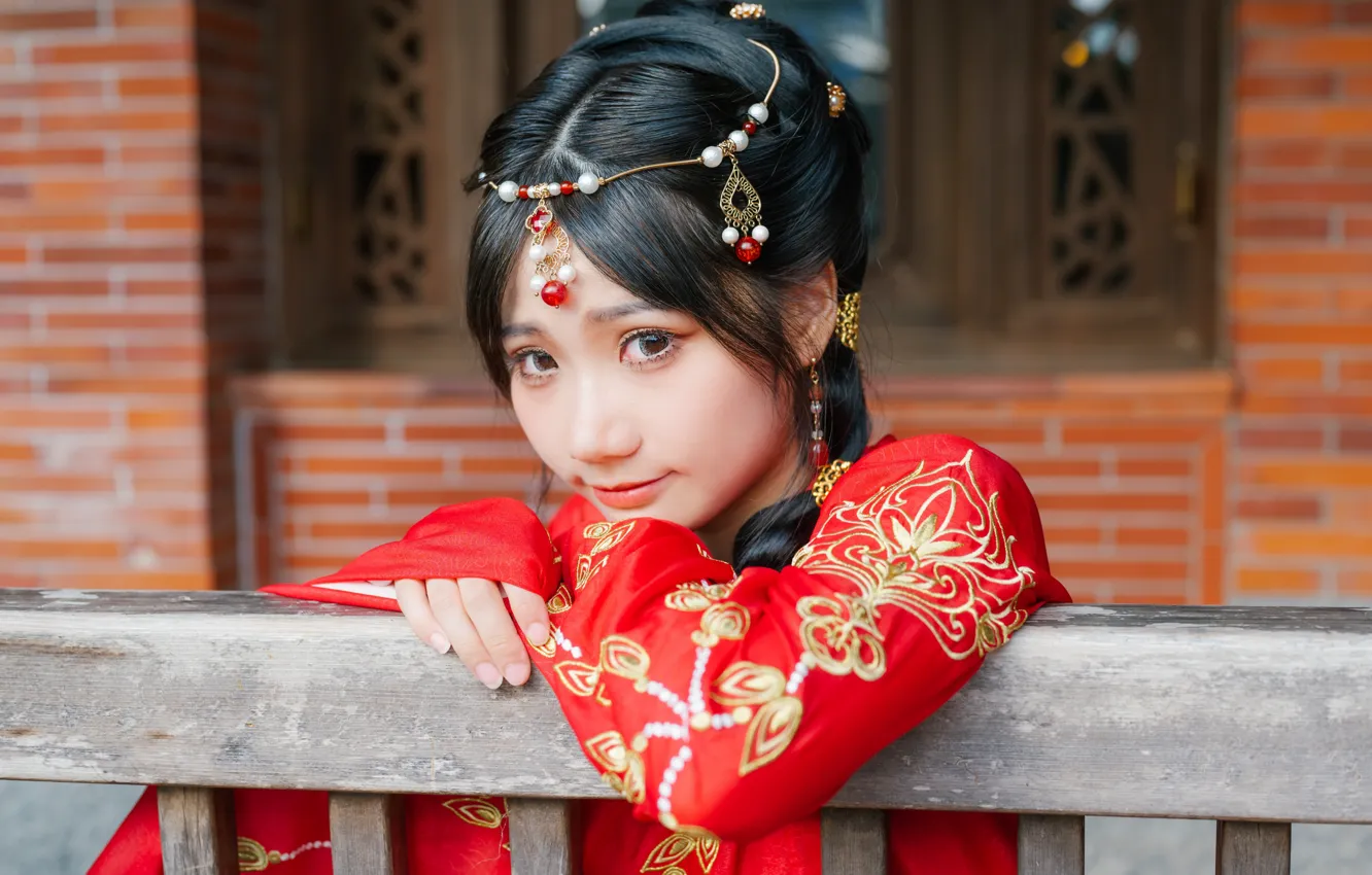 Photo wallpaper look, Asian, cutie