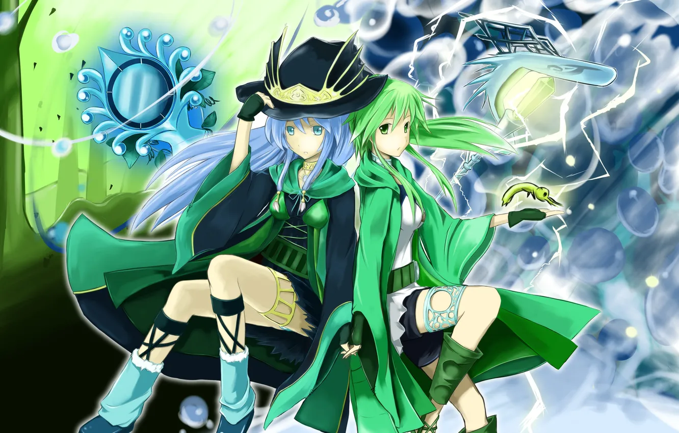 Photo wallpaper look, girl, two, anime, art, kyaro, caam serenity of gusto, ritua erial