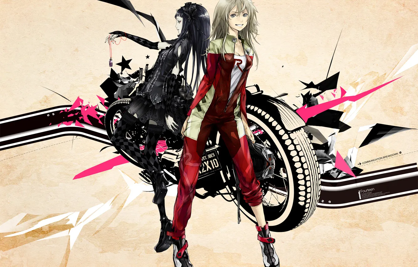 Photo wallpaper girl, abstraction, motorcycle, werewolf, torn between the ritsuko, sakura hinako, loups=garous