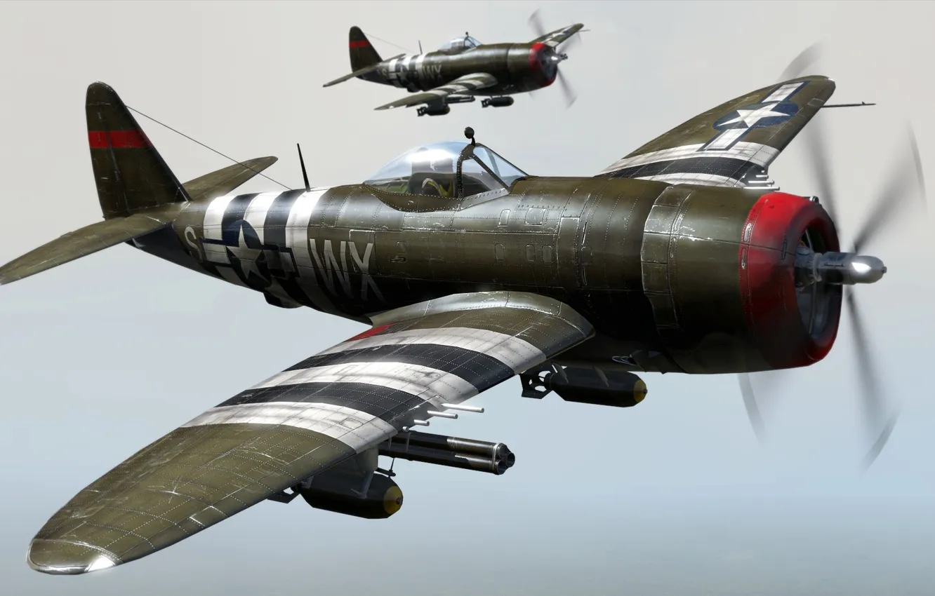 Photo wallpaper fighter-bomber, The Second World, P-47 Thunderbolt