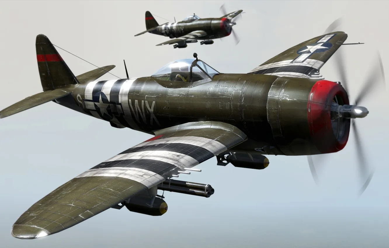 Photo wallpaper the second world, fighter-bomber, P-47 Thunderbolt
