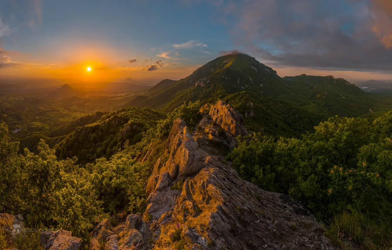 Photo wallpaper sunset, mountains, view, Beshtau, Fedor Lashkov