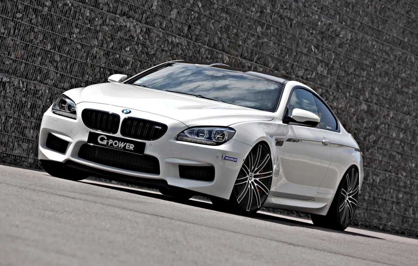 Photo wallpaper BMW, white, tuning, coupe, front, g-power, f13