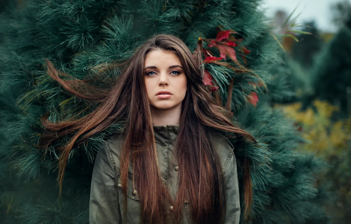Photo wallpaper autumn, hair, portrait, the beauty, Emma, needles, Jesse Duke