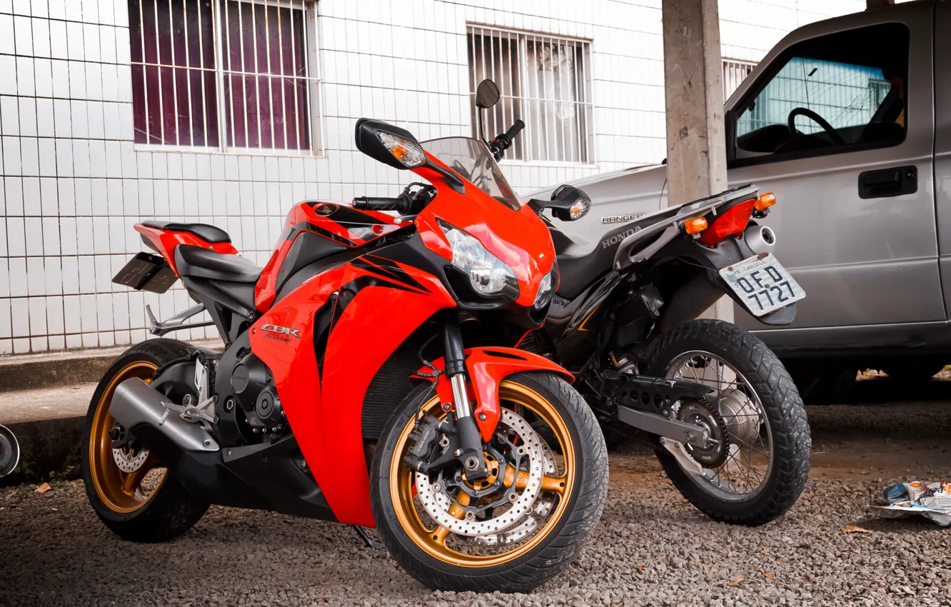 Photo wallpaper Red, Honda, Black, CBR, Fireblade