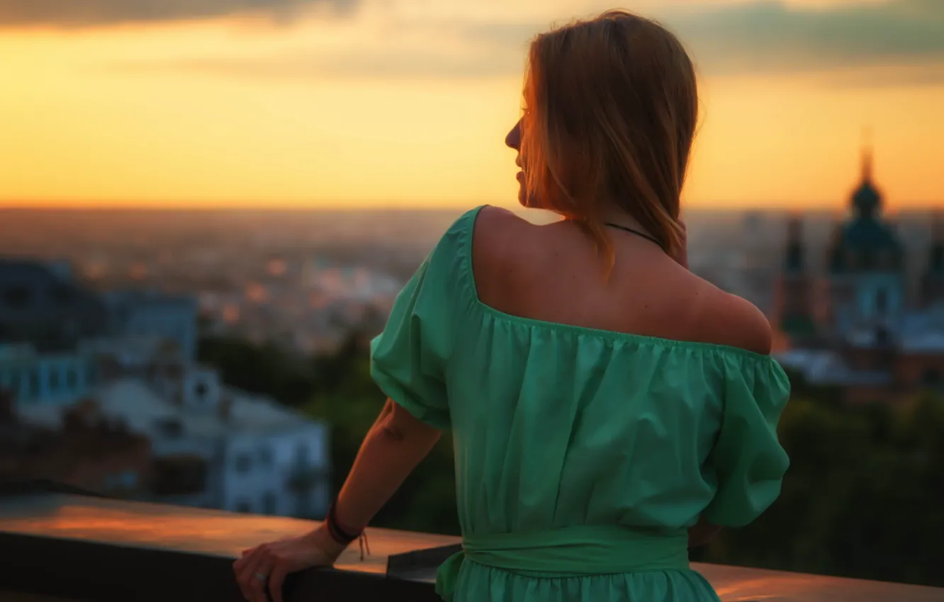 Photo wallpaper girl, face, background, hair, dress, Nadin
