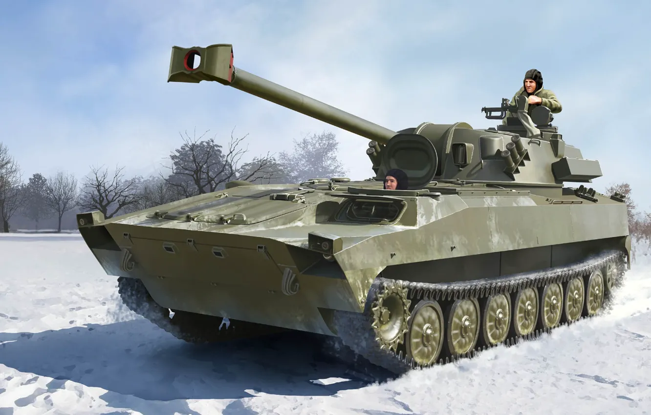Photo wallpaper CAO, host, Russian 120-mm self-propelled artillery gun, 2S34